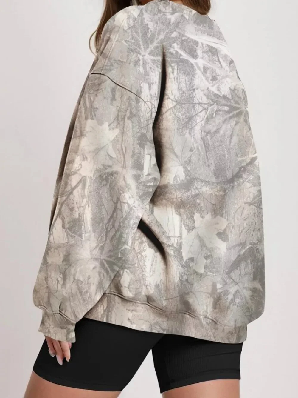 Oversized Printed Crew Neck Sweatshirt